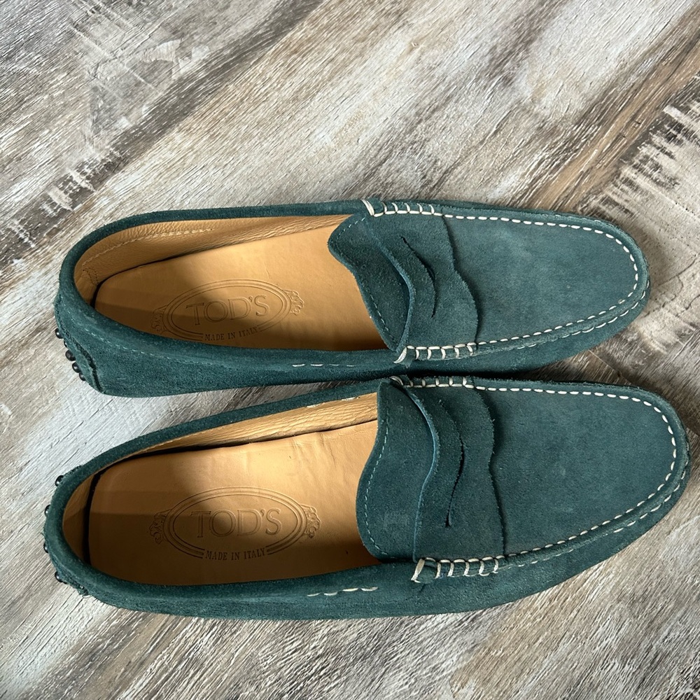 Tod's Green Suede Men's Loafers